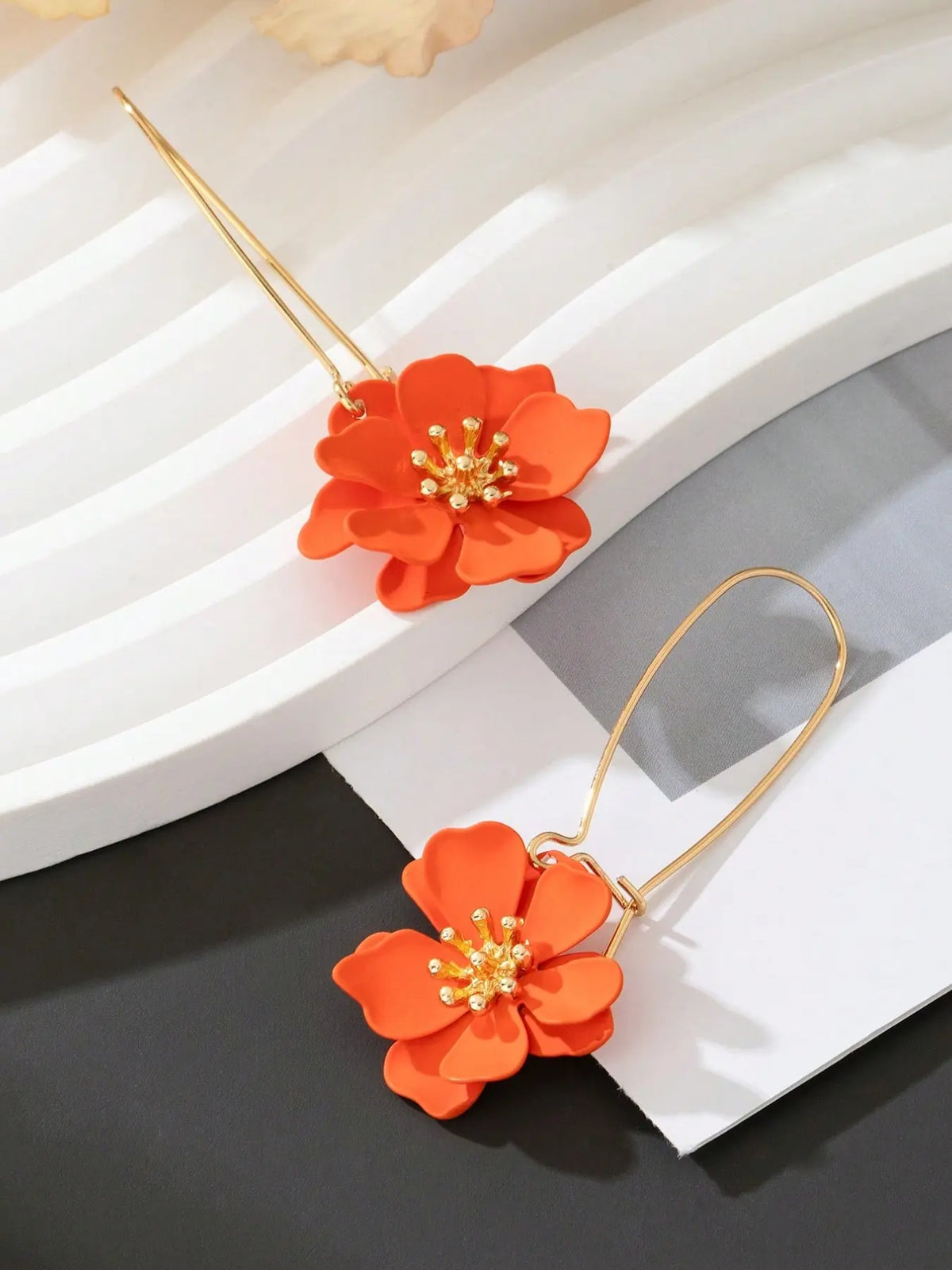 Colorful Floral Drop Earrings for Women, Chic Design in Bright Rose and, Statement Jewelry for Fashion Lovers