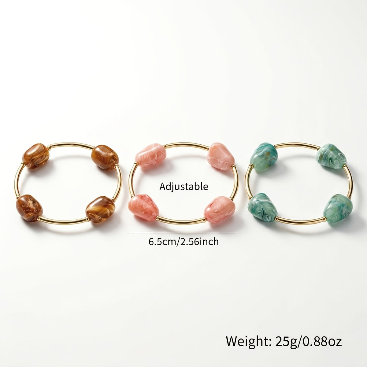 3pcs Bohemian Stone Bead Bracelets for Women - Plated Stackable Multi-Color Beaded Jewelry, Ethnic Suitable for Daily Wear, Parties, Vacations, Gift, Middle East/Ramex/African, Year-Round Versatile