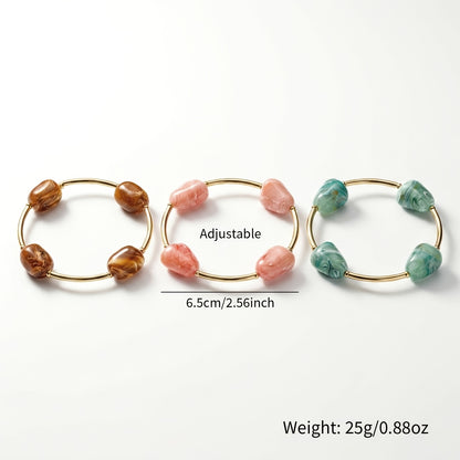 3pcs Bohemian Stone Bead Bracelets for Women - Plated Stackable Multi-Color Beaded Jewelry, Ethnic Suitable for Daily Wear, Parties, Vacations, Gift, Middle East/Ramex/African, Year-Round Versatile