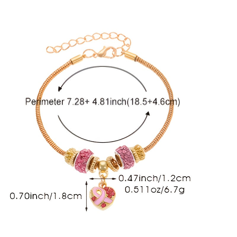 An Exquisite and Elegant Niche Light Luxury Pink Beaded Bracelet for Women, Suitable for Daily Versatile Wear, Designed to Support Breast Cancer Awareness