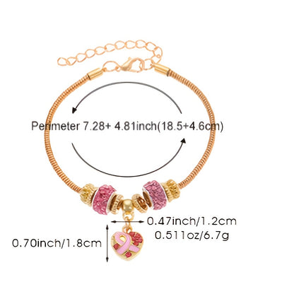 An Exquisite and Elegant Niche Light Luxury Pink Beaded Bracelet for Women, Suitable for Daily Versatile Wear, Designed to Support Breast Cancer Awareness