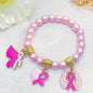 An Exquisite and Elegant Niche Light Luxury Pink Beaded Bracelet for Women, Suitable for Daily Versatile Wear, Designed to Support Breast Cancer Awareness