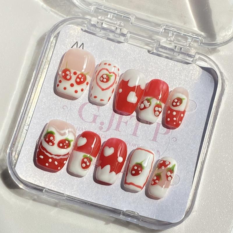 10Pcs Handmade Press On Nails Reusable Medium Handmade Acrylic Press Nails New Summer Collection, Cute Elegant Luxury Cat Eye Design, Ocean Inspired, High Quality Soft Sophisticated Look for Women Nail Art